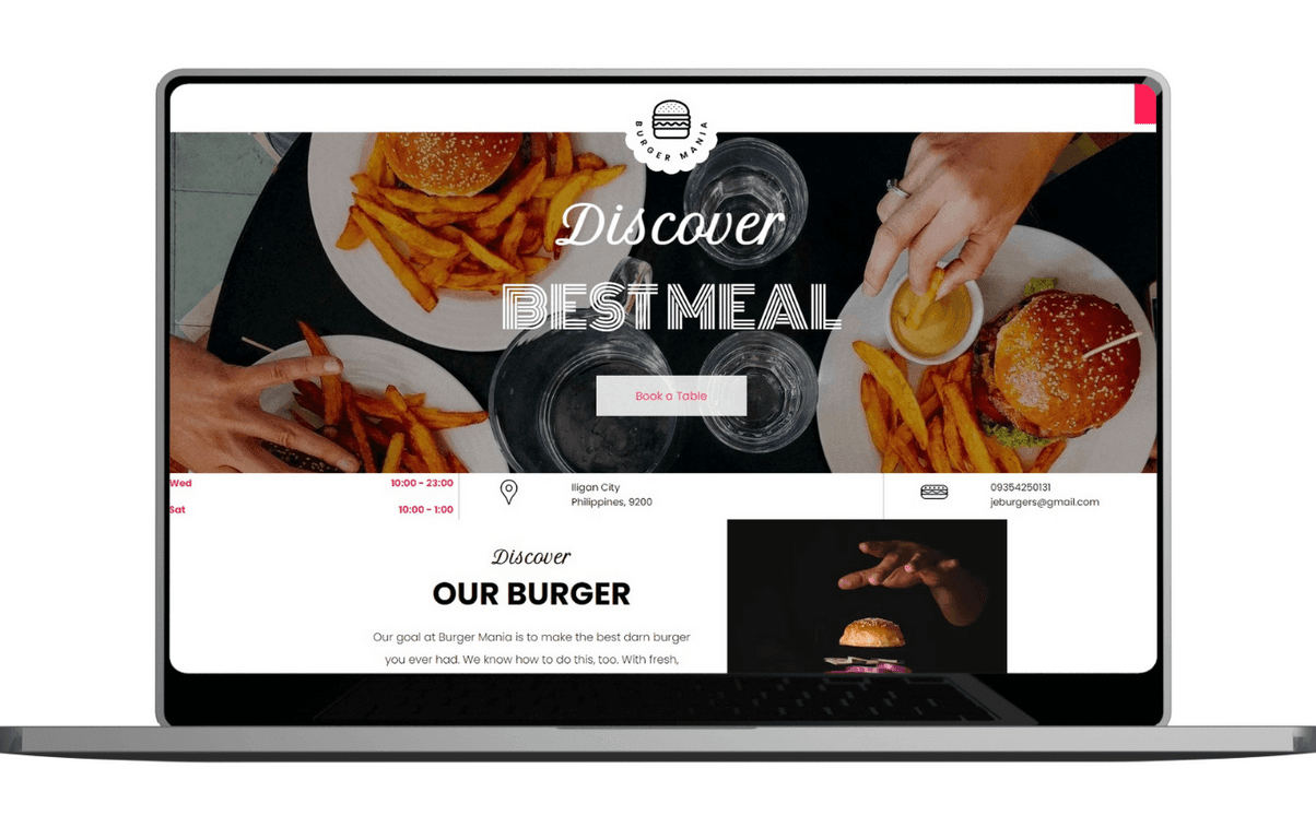 Website for food business